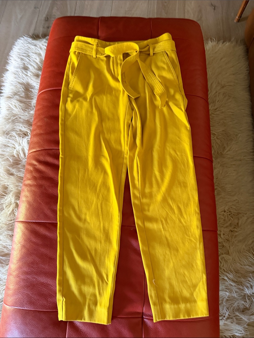 LOFT Yellow Belted womens yellow pants size 0